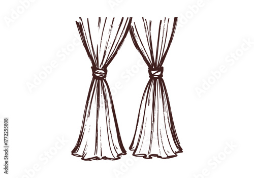 Curtain hand drawn simple ske...