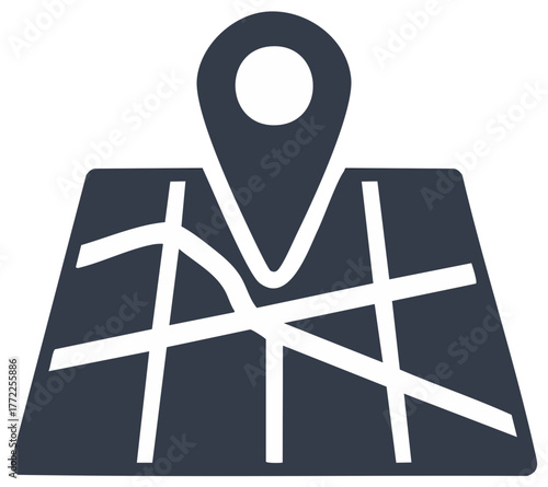 Map with location pin icon for GPS navigation and destination finding