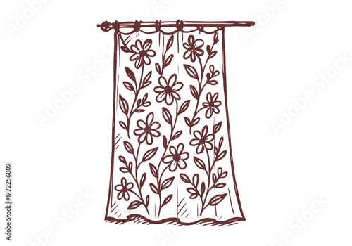 Curtain hand drawn simple ske...