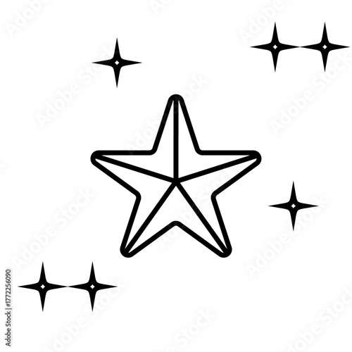 Star vector icon with sparkles