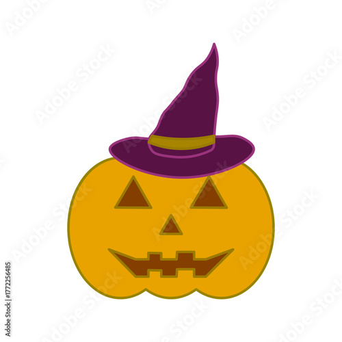 pumpkin and hat icon on white background