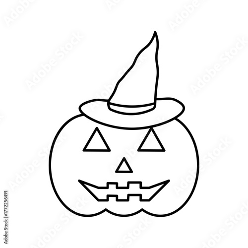 pumpkin and hat icon on white background