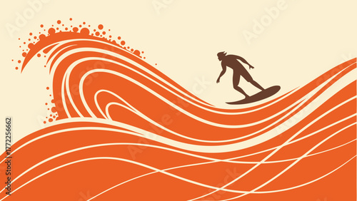 Catch the wave surfing adventure, dynamic vector design for summer vibes and active lifestyle