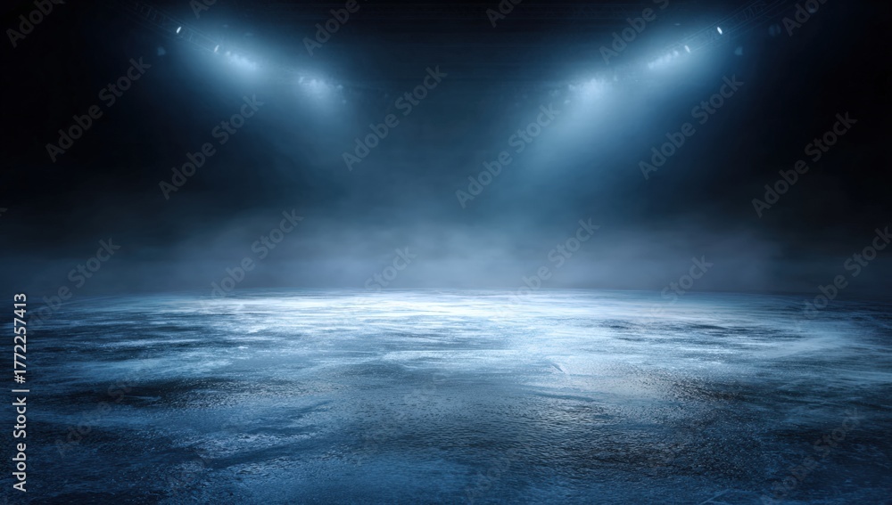 Fototapeta premium Dark stage lit with spotlights