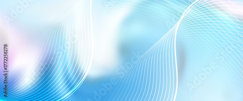 Abstract blue gradient background with shining lines waves. Minimalist background for banner, poster, cover, brochure, flyer, website.vector illustration eps10
