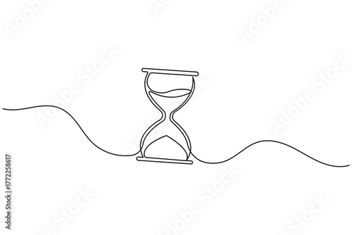Single line drawing hourglass minimal art of sand clock and time symbol