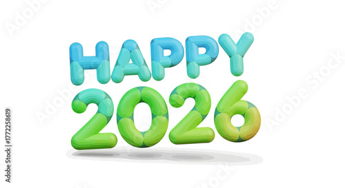 Happy 2026 new year celebration with transparent background