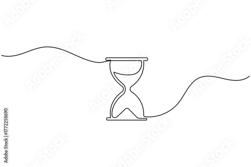Single line drawing hourglass minimal art of sand clock and time symbol