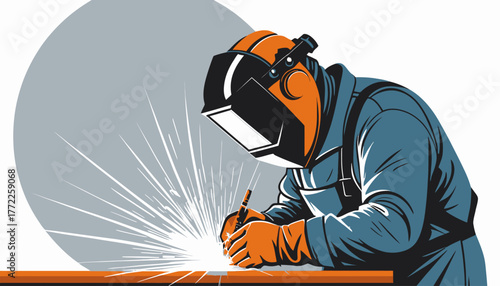 worker welding steel
