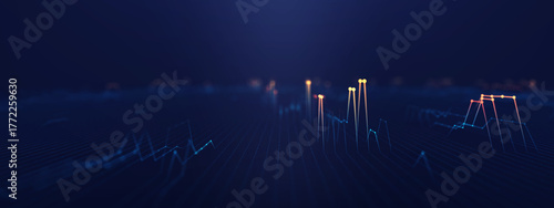 Futuristic technology background with glowing digital grid, big data connections, and dynamic light lines. Perfect for AI, innovation, and network security concepts.