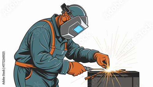 worker welding steel