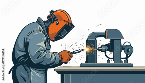 worker welding steel
