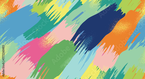Vibrant abstract brushstrokes create a bold, colorful statement perfect for modern designs and backgrounds, adding a playful, artistic touch to any project