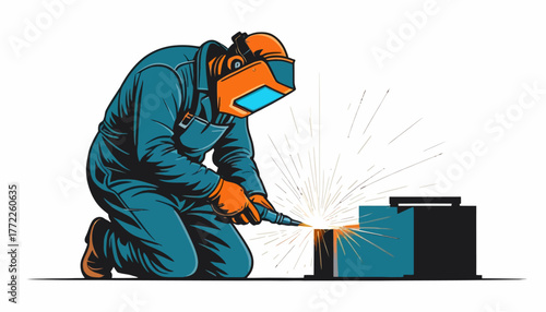 worker welding steel