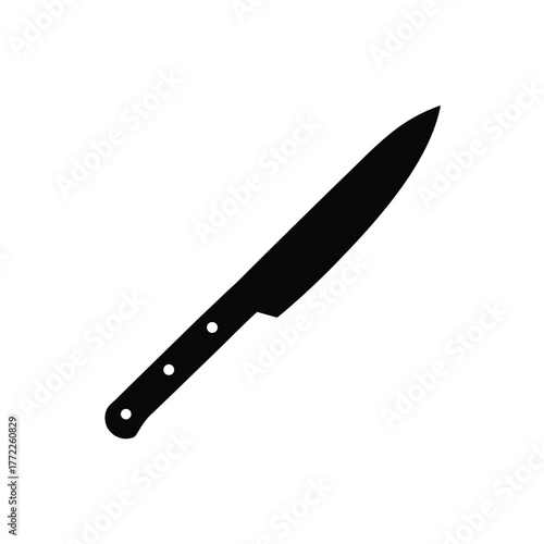 Kitchen Knife Blade Sharp Metal Tool Black Silhouette Vector Illustration Design