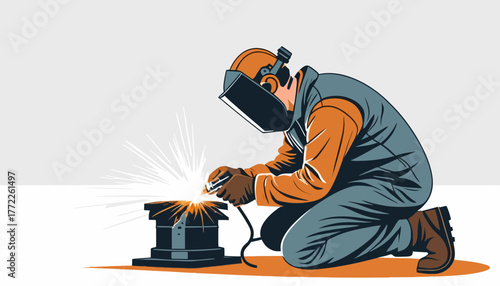 worker welding steel