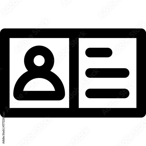 ID Card isolated on white background. Identification card icon. Business identity ID card icon template badge. Identification personal contact in flat style