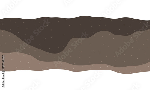 Sedimentary layers. Brown sand and soil strata	