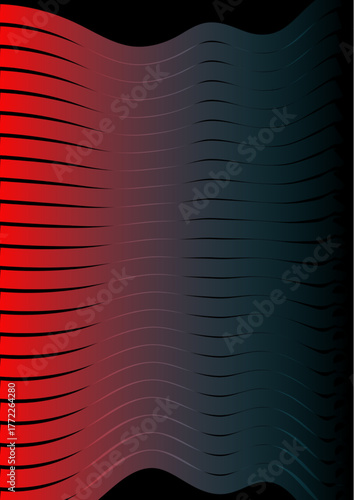 Abstract red and black gradient background with dynamic wavy lines. Modern flowing stripes create a bold and stylish visual effect.