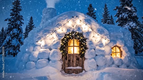 Christmas house in snow 
