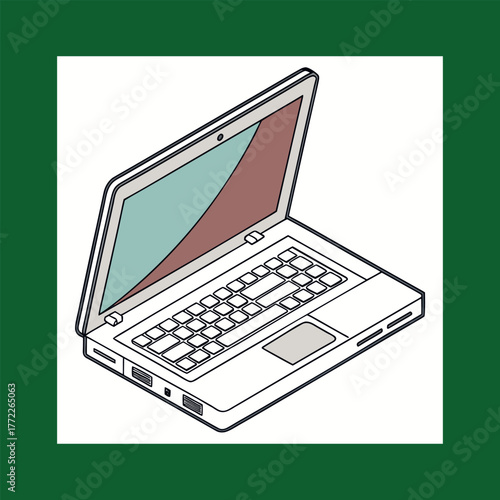 Close up view of workspace with open blank screen laptop, cup, glasses and b