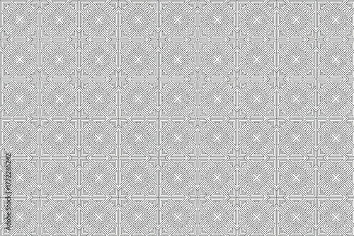 Seamless Geometric Pattern Background With Repeating Clover Motif In Gray Tones