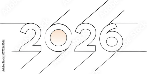 Cutting new year 2026 business concept illustration with scissors and tape measure
