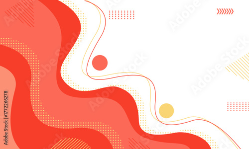 Abstract Coral Wave Background with Dots and Circles.