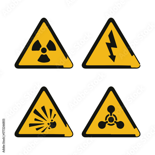 Road Warning Signs Set – Triangle Traffic Symbols and Caution Vector Illustration
