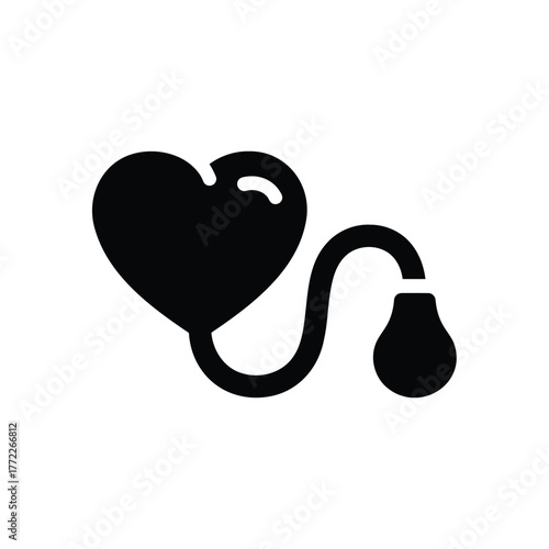 Blood pressure monitor with heart glyph icon for medical diagnostic equipment