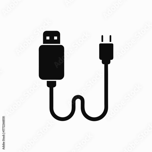 charging cable vector icon silhoutte vector template.