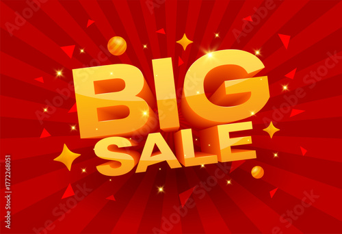 Big Sale Banner. Promotion Banner Vector Template. Red and Yellow 3D text