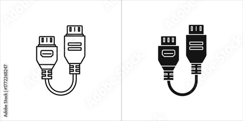 Two hdmi cables, one outline and one silhouette