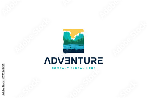 mountain design. illustration of mountains and pine trees.