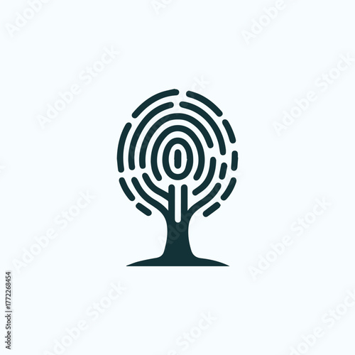 Fingerprint Biometric Tree Logo