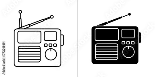 Portable radio with antenna, one outlined and one solid black