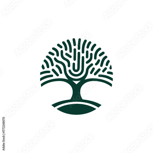 Fingerprint Biometric Tree Logo