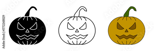 Pumpkin set icon, vectors illustration on white background