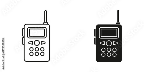 Set of two icons of a walkietalkie, one in outline and one in solid black