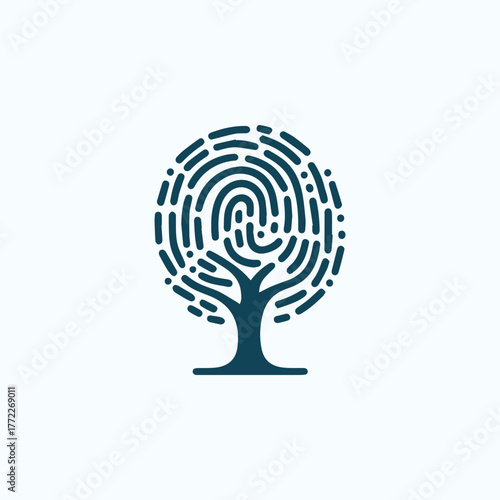 Fingerprint Biometric Tree Logo