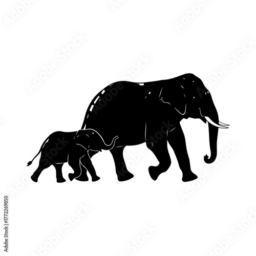 Running Elephant Silhouette Vector Art