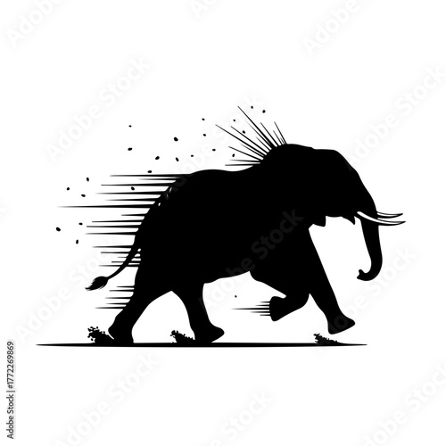 Running Elephant Silhouette Vector Art