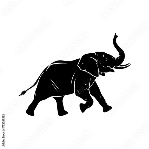 Running Elephant Silhouette Vector Art