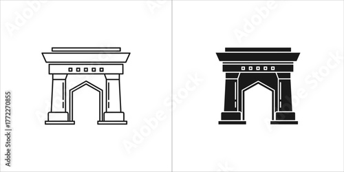 Outline and filled silhouette of a triumphal arch