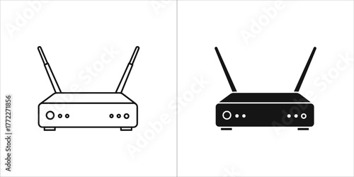 Wireless router in vector outline style drawing