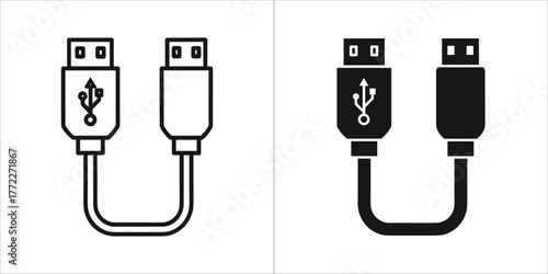 Two icons of a usb to usb cable