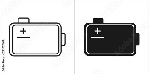 Battery icon, one outlined and one filled, on a