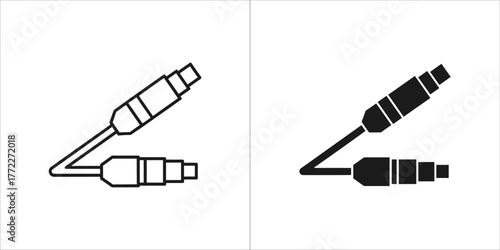 Two audio jack connectors, one outlined and one filled, on a