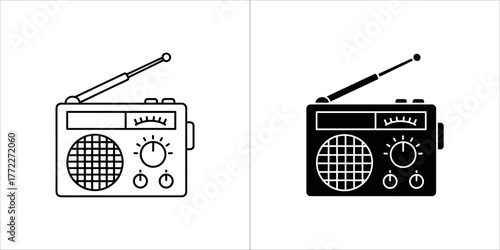 Radio icon, one outlined and one filled, on a