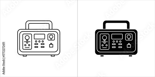 Portable power station icon set, generator